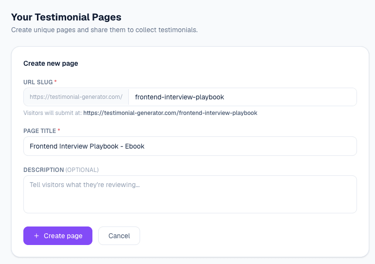 Testimonial Generator — Demo 1