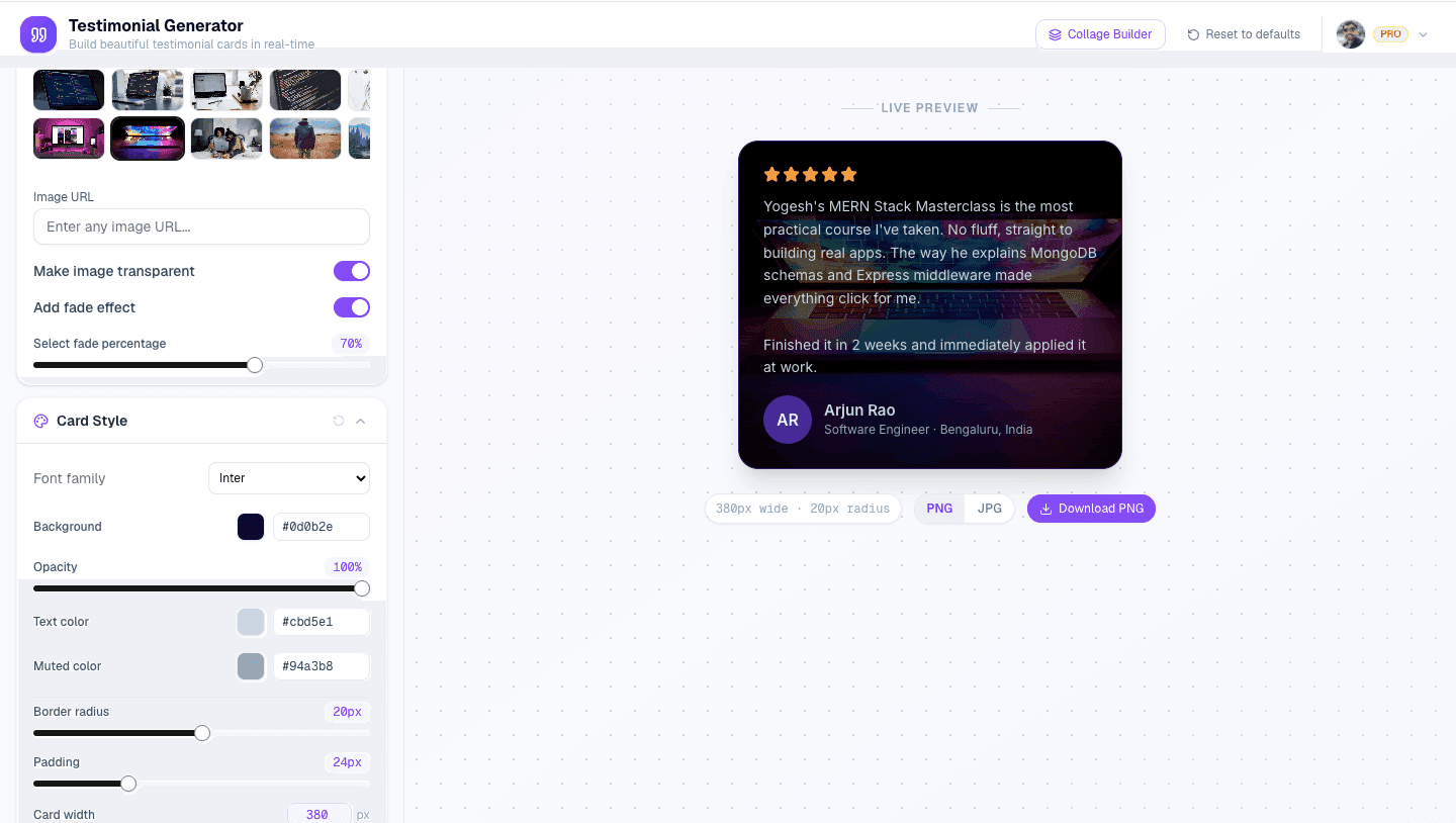Testimonial Generator — Demo 3